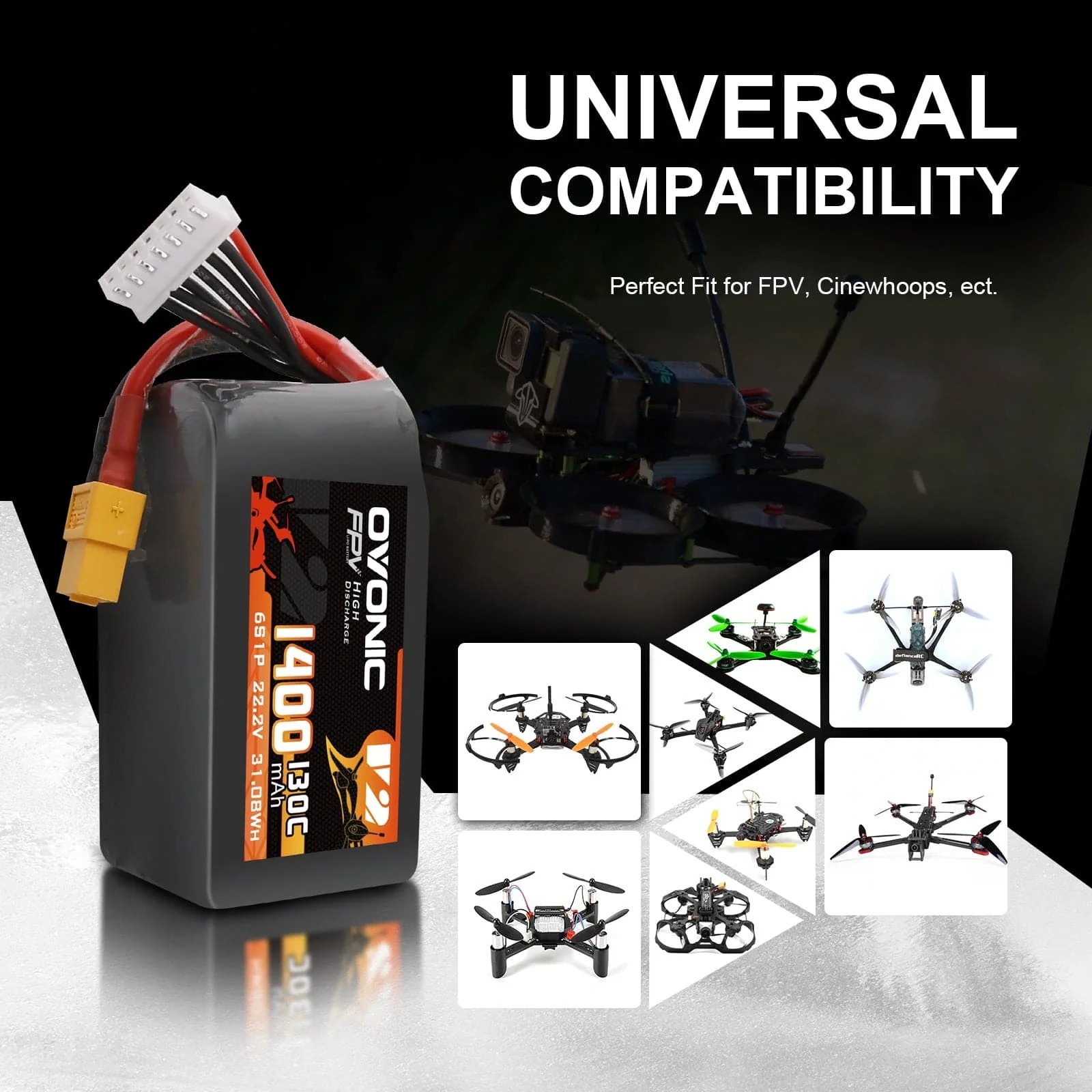 โอโวนิค 6S 1400mAh 130C แบตเตอ - Drone Battery Bag บทวิจารณ์และราคา